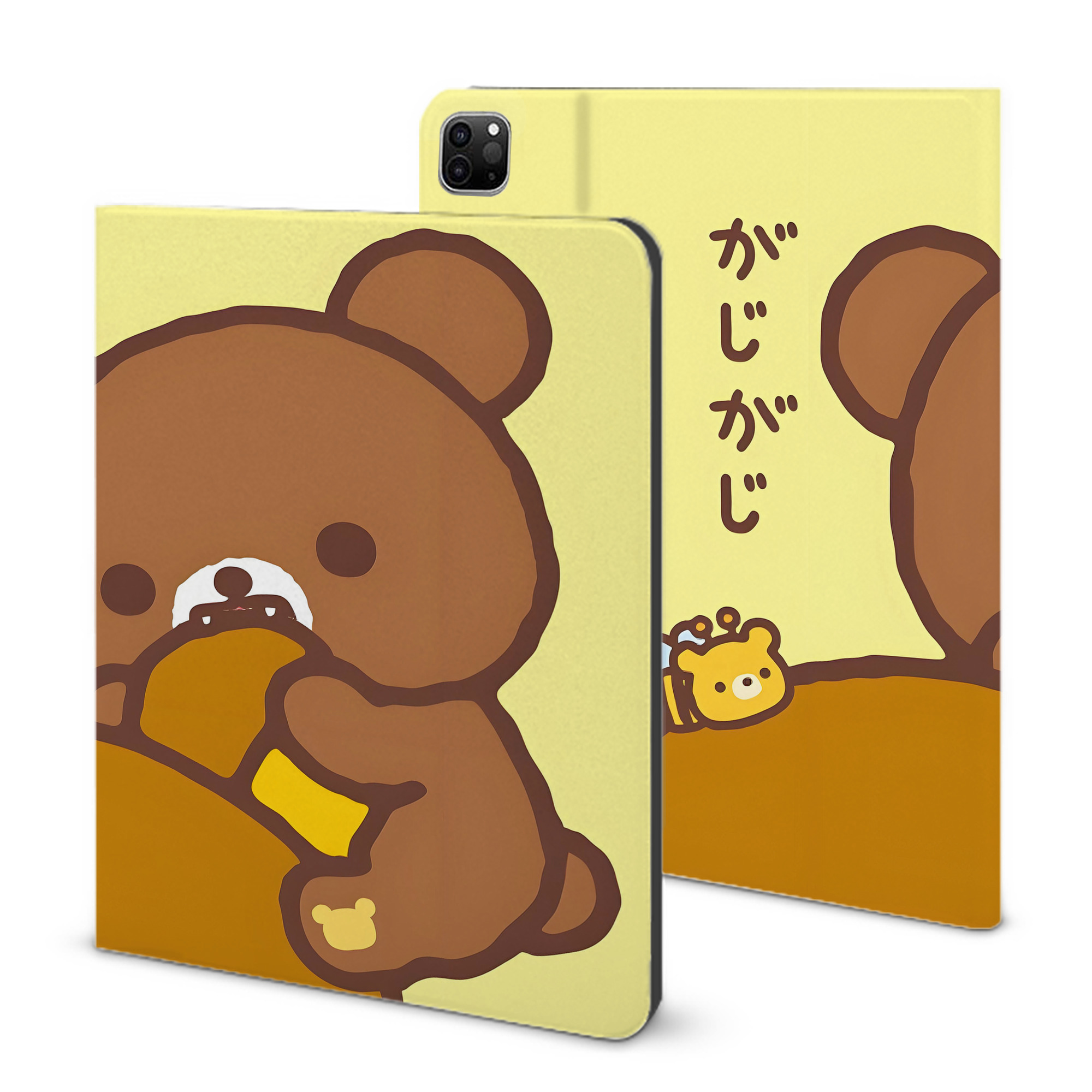 （画像用） リラックマ リラックマ キイロイトリ Rilakkuma Korilakkuma Kiiroitori IPad ケース ブック型 PUレザー TPU 耐衝撃 軽量 薄型 ペン収納なし 全面保護 IPad 各モデル対応